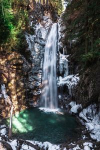 Scenic view of waterfall in forest