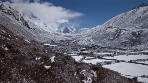 Scenic view of mountains against sky