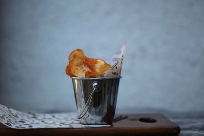 Close-up of breakfast served on table