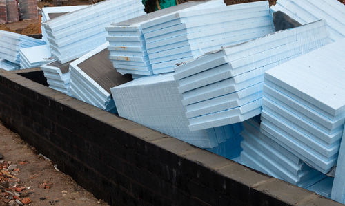 High angle view of stack of building