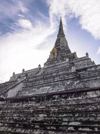 Low angle view of temple building against sky