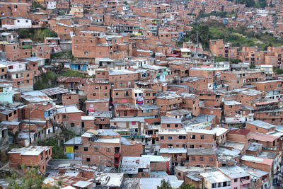 High angle view of buildings in city