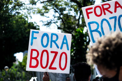 Brazilians protest carrying posters against the government of president jair bolsonaro