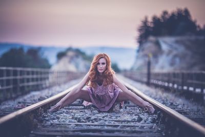 View of an animal on railroad track