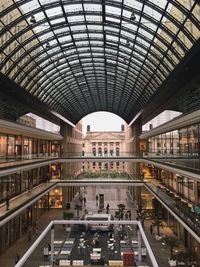 High angle view of people in modern building