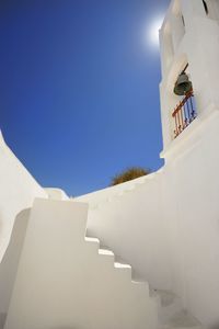 Low angle view of steps against clear sky