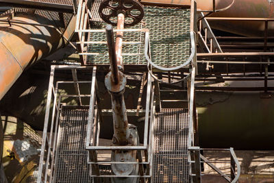 High angle view of old machinery in industry