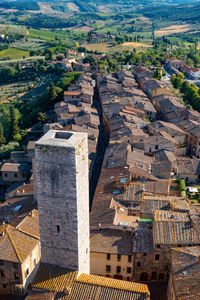 View from the top of the main tower, city of san gimignano, tuscany