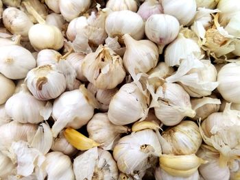 Full frame shot of white garlic