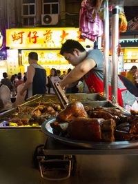 People having food at night