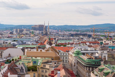 High angle view of townscape against sky