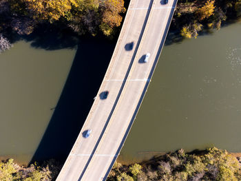 High angle view of trees by lake