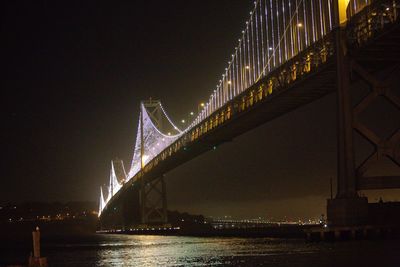 Bridge over river at night