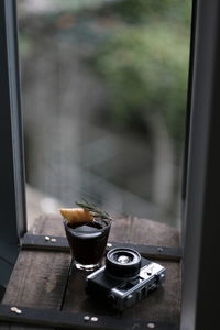 Close-up of drink in glass on table