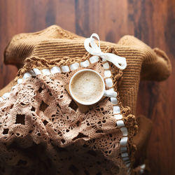 High angle view of personal accessories on table