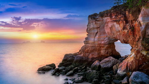 Scenic view of sea against sky during sunset