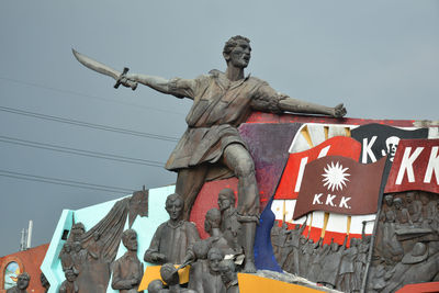 Low angle view of statue against clear sky