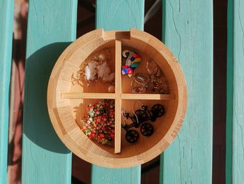 High angle view of cookies on table