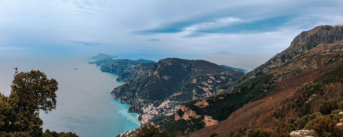 Scenic view of mountains against sky