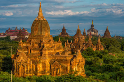 Panoramic view of temple building against sky