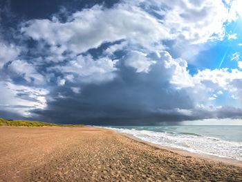 Scenic view of beach against sky