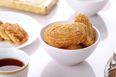 Close-up of pasta in plate on table