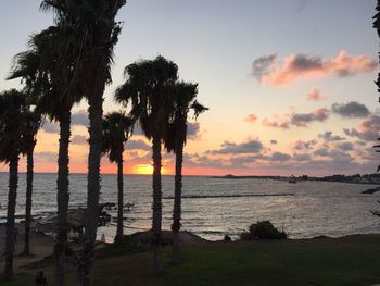 Scenic view of sea against sky at sunset