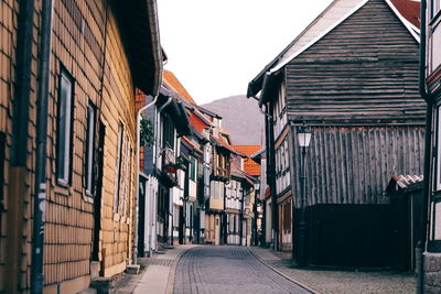 Narrow alley along buildings