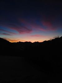 Silhouette landscape against sky during sunset