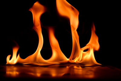 Close-up of fire against black background