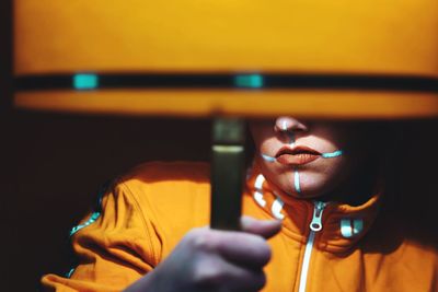 Close-up of man smoking cigarette