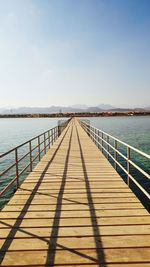 Pier over sea against clear sky