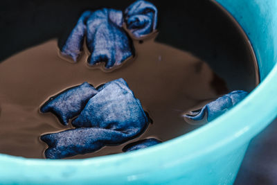 High angle view of ice cream in bowl