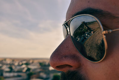 Close-up of man wearing sunglasses