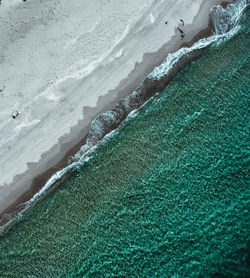 High angle view of snow covered land