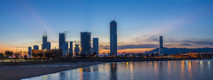 Construction of hengqin at sunset, zhuhai, guangdong, china