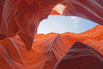 Low angle view of rock formations against sky