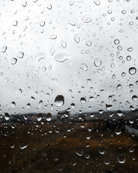Full frame shot of raindrops on glass window