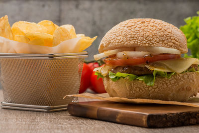Close-up of food on table