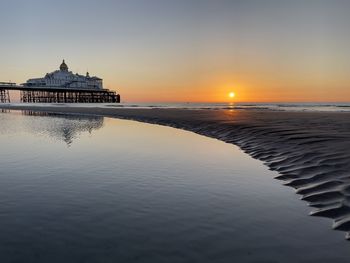 Scenic view of sea during sunset