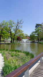 Scenic view of lake against clear sky