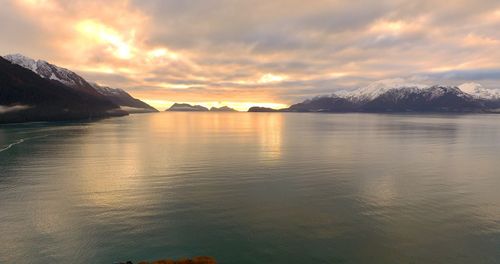 Scenic view of sea against sky during sunset