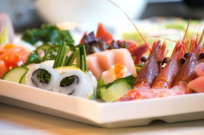 Close-up of assorted seafood in plate