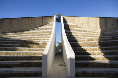 Low angle view of empty steps against sky