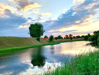 Scenic view of lake against sky