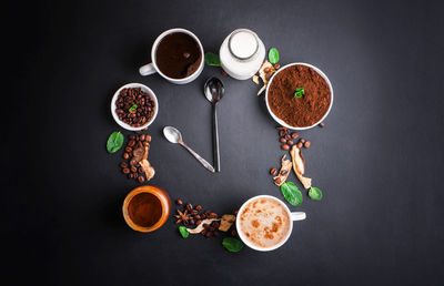 High angle view of coffee cup on table