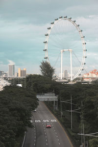 View of singapore flyer from marina bay overpas