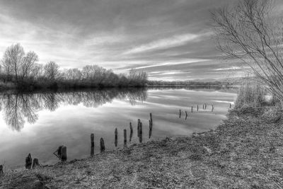 Scenic view of lake against sky