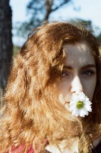 Close-up portrait of beautiful young woman