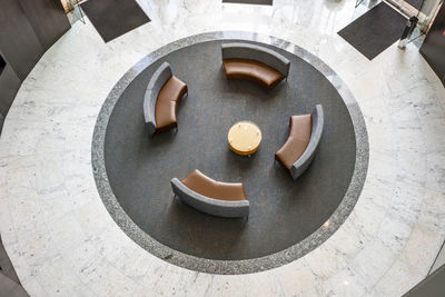 High angle view of bread in plate on table